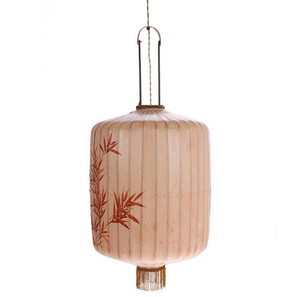 Lustra dimabila crem/roz din textil si bambus Traditional Lantern L HK Living - PARIS14A.RO