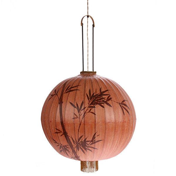 Lustra dimabila maro/rosie din bambus si textil Traditional Lantern HK Living - PARIS14A.RO