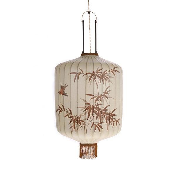 Lustra dimabila nude/roz din textil si bambus Traditional Lantern HK Living - PARIS14A.RO