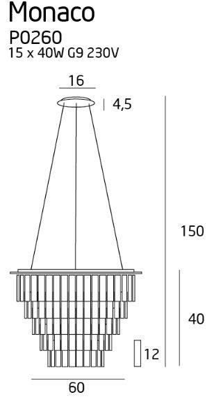 Lustra MONACO DIAMETRU: 60 cm MAXLIGHT P0260 - PARIS14A.RO