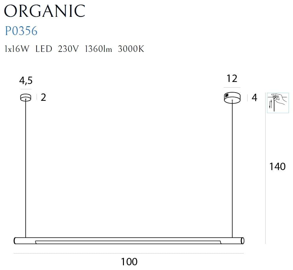 Lustra ORGANIC HORIZON 100CM AURIU cu INTENSITATE Reglabila MAXLIGHT P0356D - PARIS14A.RO