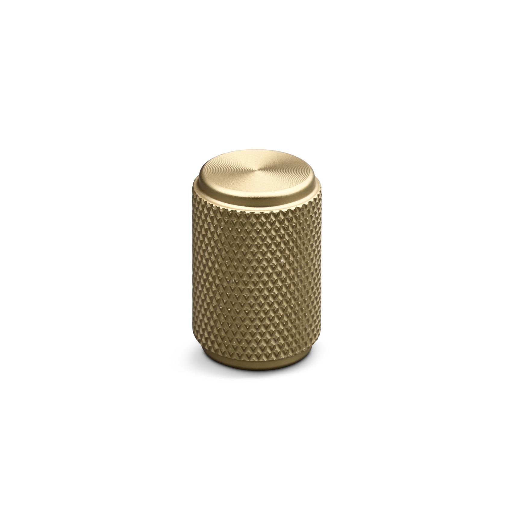 MANER MOBILA TIP BUTON RIMINI DIAM. 16MM KNURLED MAT BRASS inaltime 24 mm - PARIS14A.RO