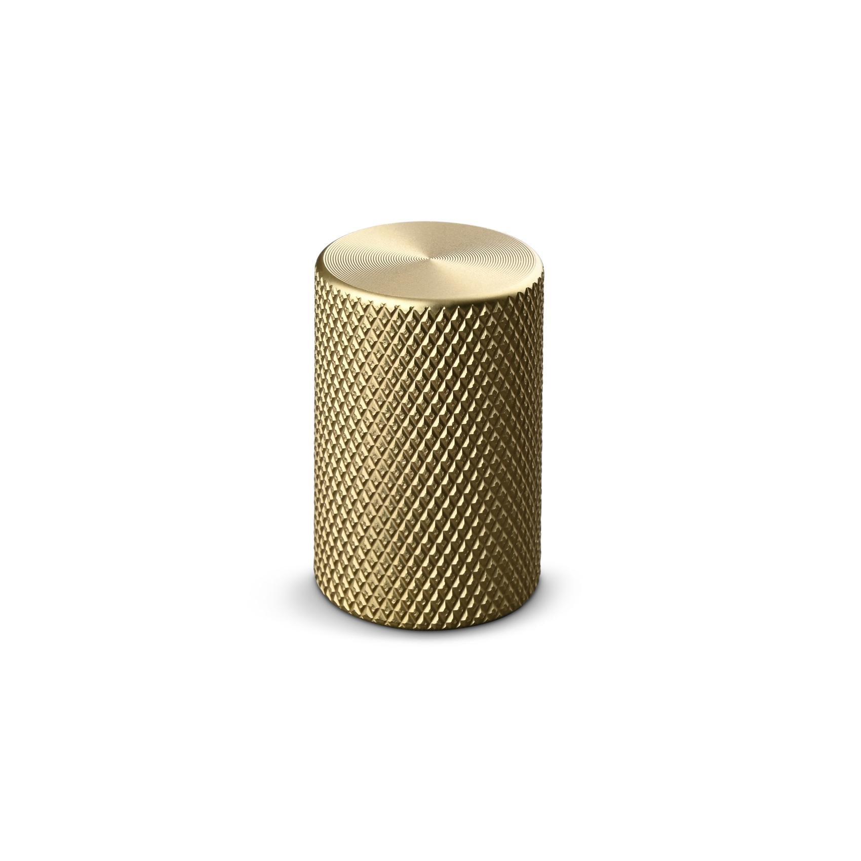 MANER MOBILA TIP BUTON RIMINI DIAM.18MM KNURLED MAT BRASS inaltime 28 mm - PARIS14A.RO