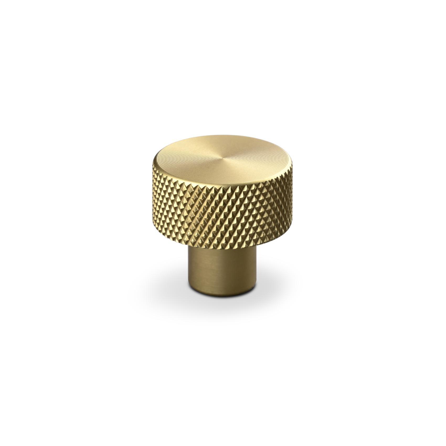 MANER MOBILA TIP BUTON RIMINI DIAM. 20MM KNURLED MAT BRASS inaltime 20 mm - PARIS14A.RO