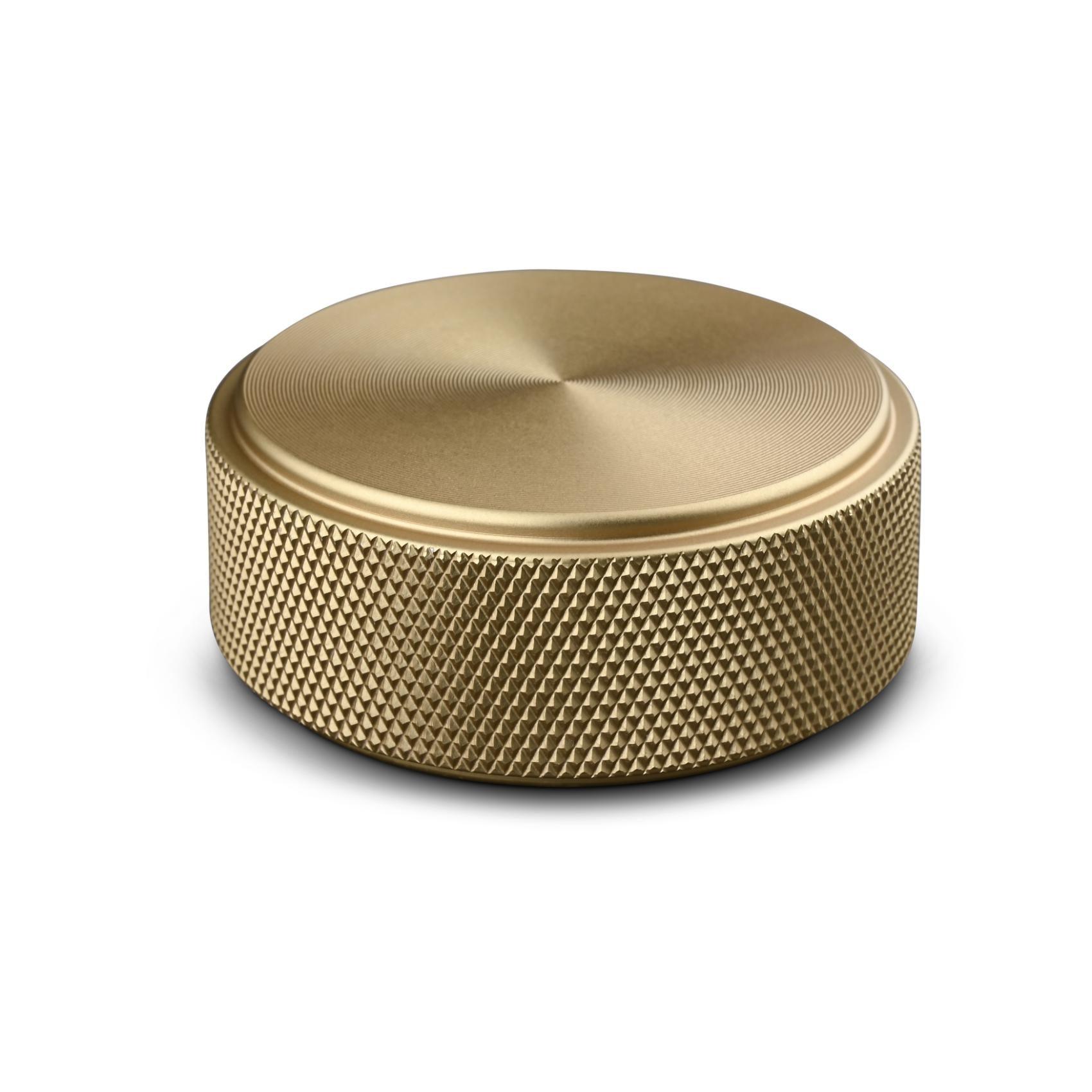 MANER MOBILA TIP BUTON RIMINI DIAM. 50MM KNURLED MAT BRASS inaltime 20 mm - PARIS14A.RO