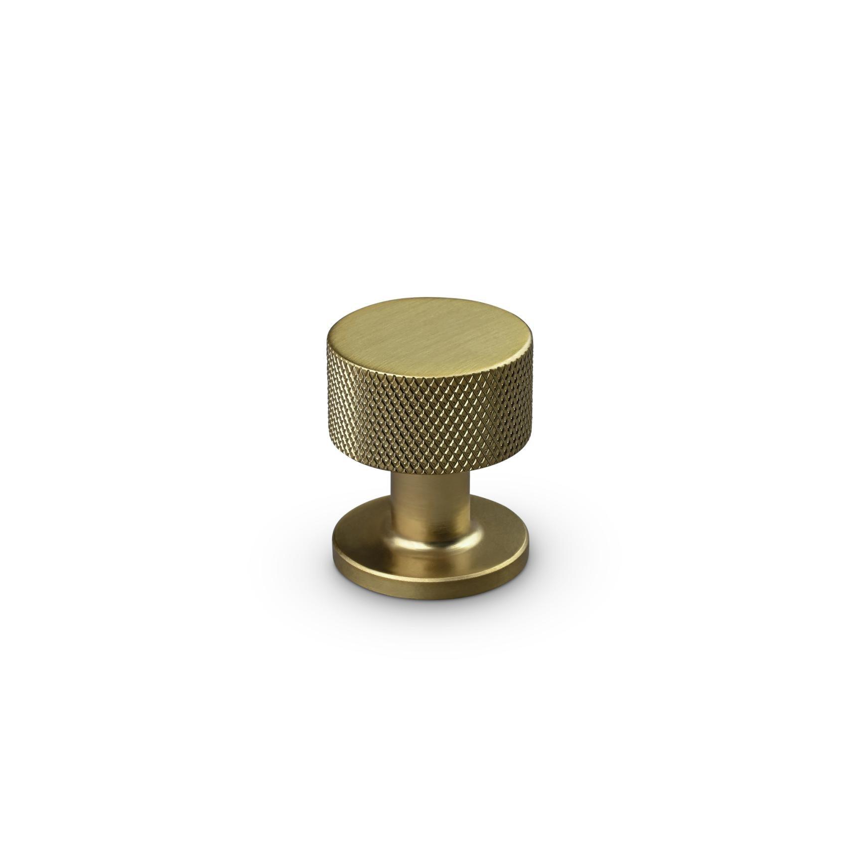 MANER MOBILA TIP BUTON SASSARI DIAM. 25MM KNURLED MAT BRASS inaltime 30 mm - PARIS14A.RO