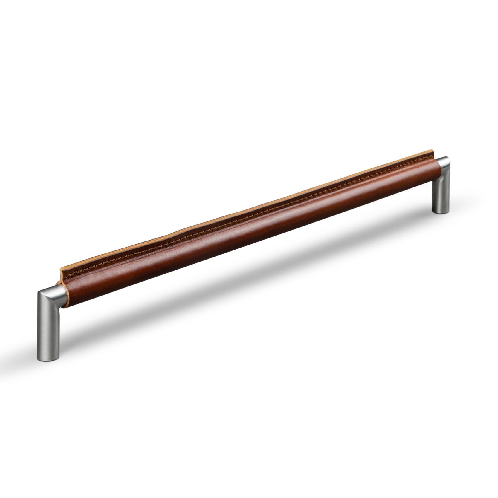 MANER MONOPOLI CC320 STAINLESS LOOK BROWN LEATHER SKIN OCH BROWN STITCH inaltime 35 mm, grosime 14 mm, lungime 325 mm - PARIS14A.RO
