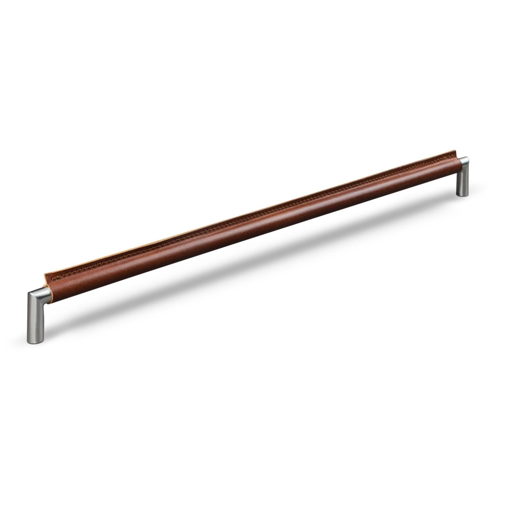 MANER MONOPOLI CC480 STAINLESS LOOK BROWN LEATHER SKIN OCH BROWN STITCH inaltime 35 mm, grosime 14 mm, lungime 490 mm - PARIS14A.RO