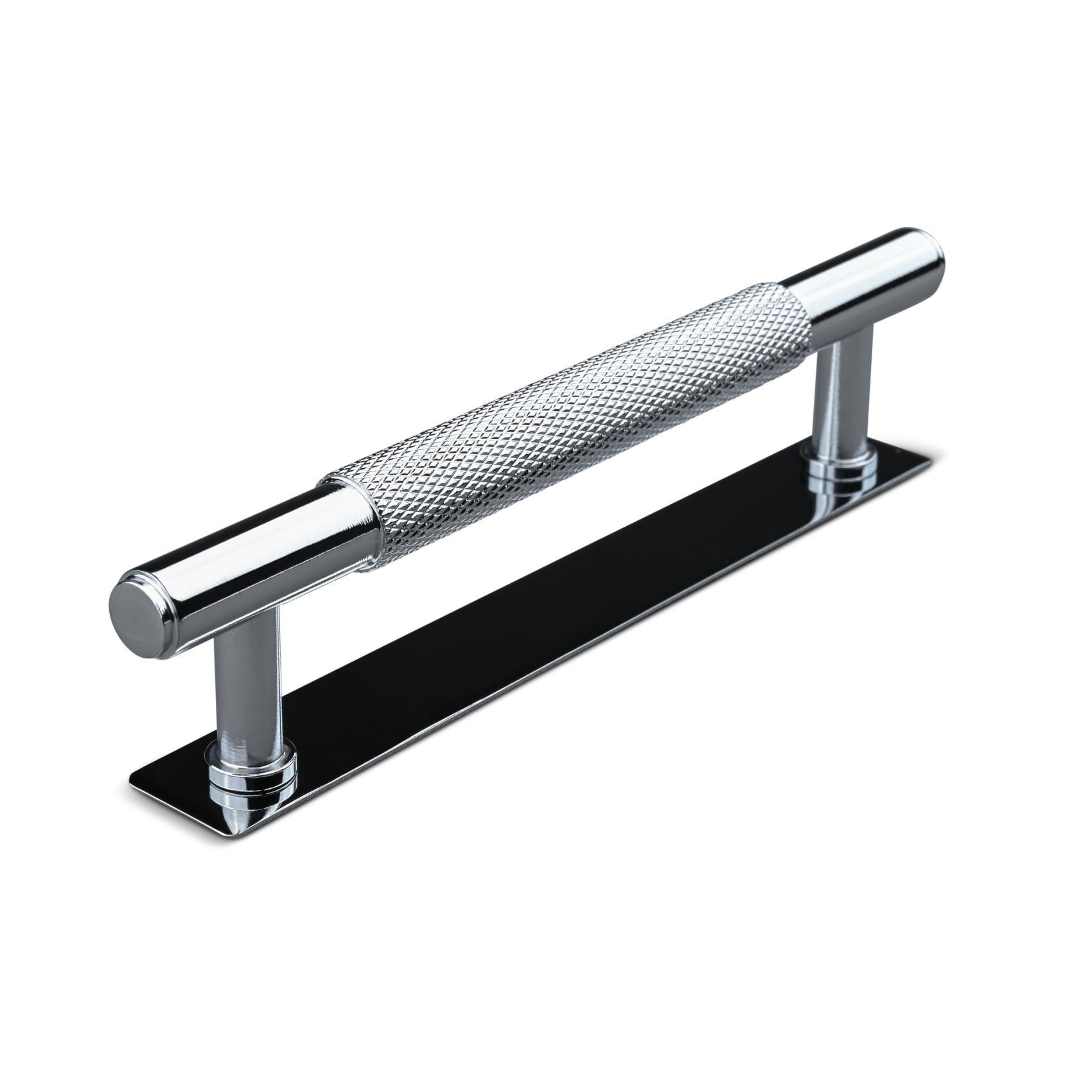 MANER SALO CC128 KNURLED CHROME inaltime 35 mm, grosime 14 mm, lungime 165 mm - PARIS14A.RO
