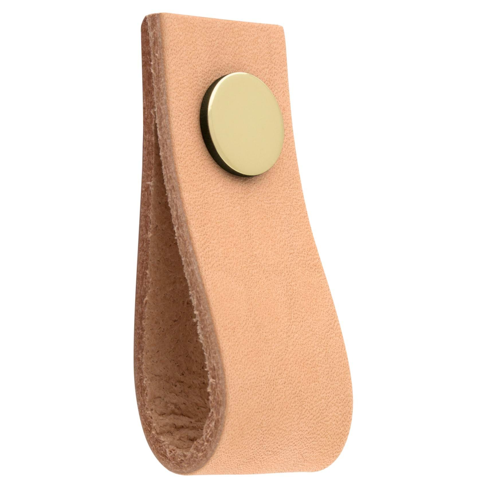 MANER TIP BUTON ARI BRASS/LIGHT BROWN LEATHER inaltime 25 mm, grosime 2,5 mm, lungime 65 mm - PARIS14A.RO