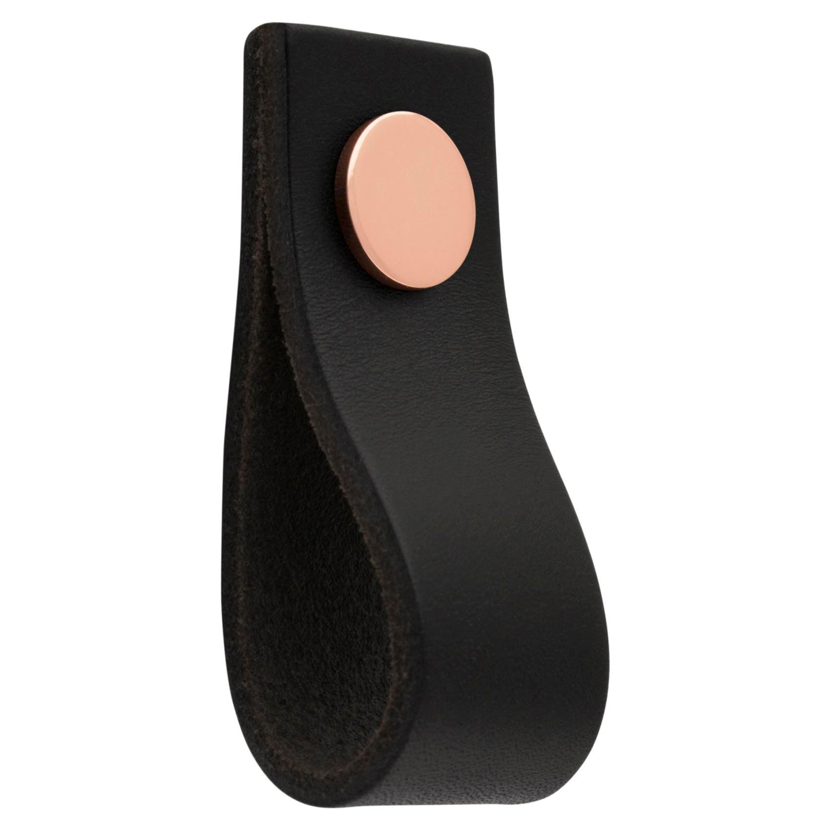MANER TIP BUTON ARI COPPER/BLACK LEATHER inaltime 25 mm, grosime 2,5 mm, lungime 65 mm - PARIS14A.RO