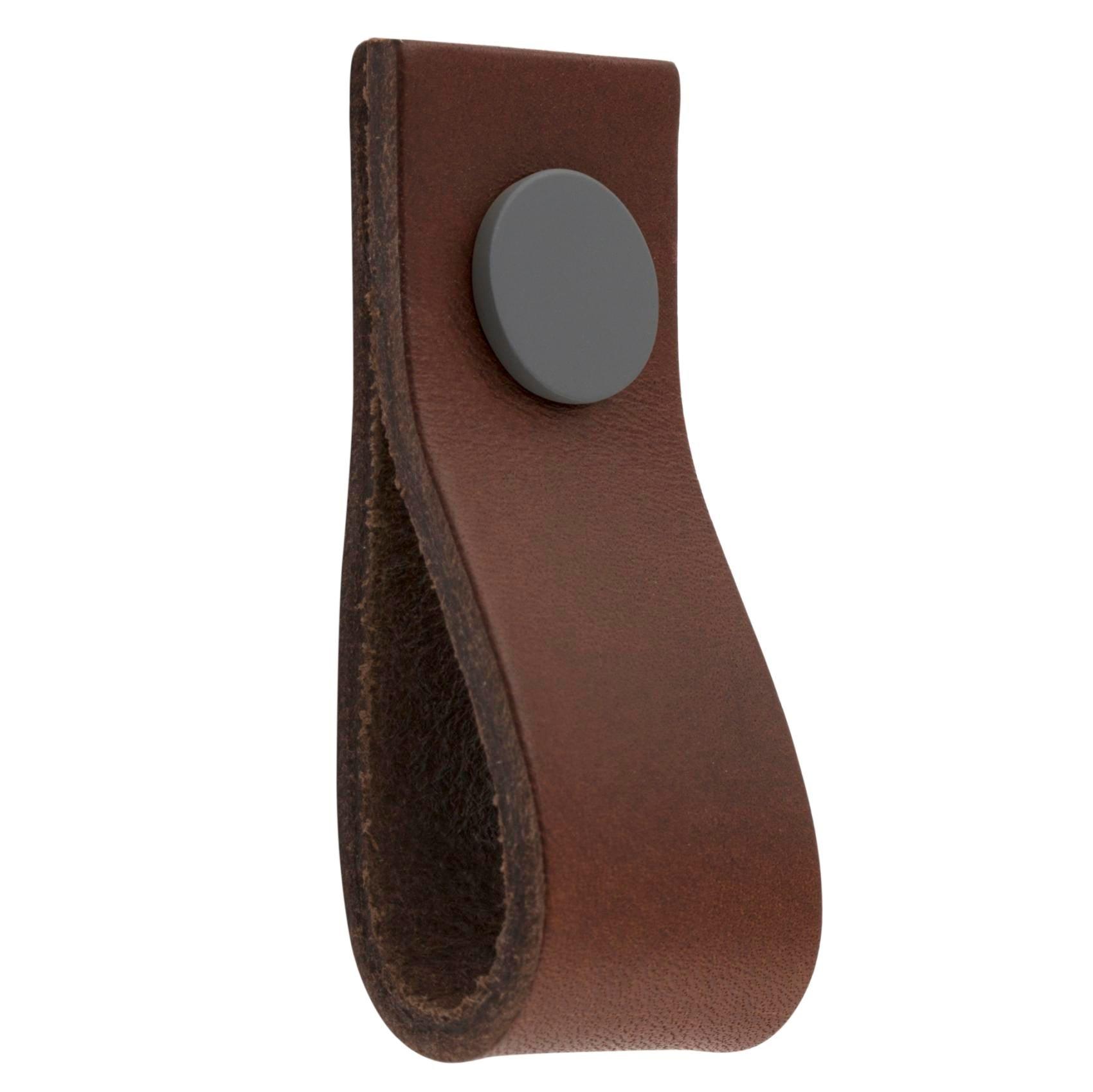 MANER TIP BUTON ARI GREY/BROWN LEATHER inaltime 25 mm, grosime 2,5 mm, lungime 65 mm - PARIS14A.RO