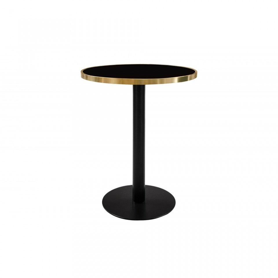 Masa bar rotunda cu blat din sticla neagra 70 cm Pigalle Versmissen - PARIS14A.RO