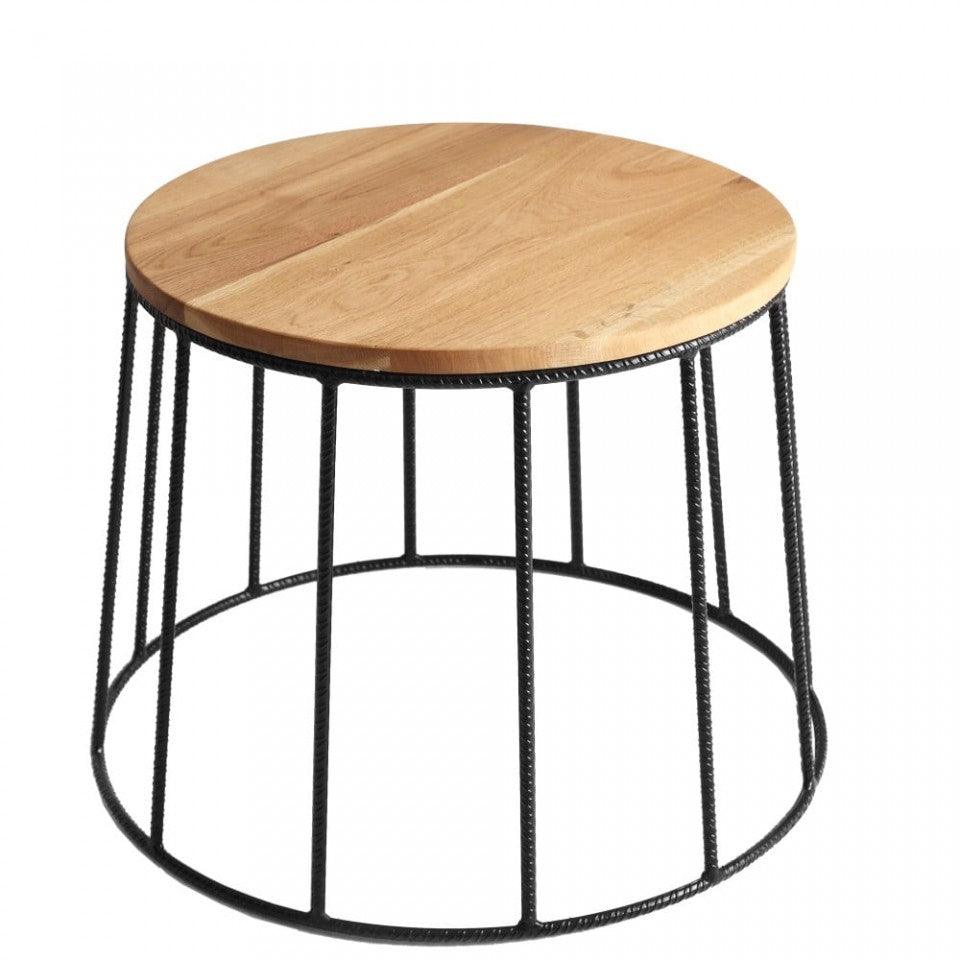 Masa cafea rotunda neagra din lemn si metal 50 cm Flun Wood Custom Form - PARIS14A.RO
