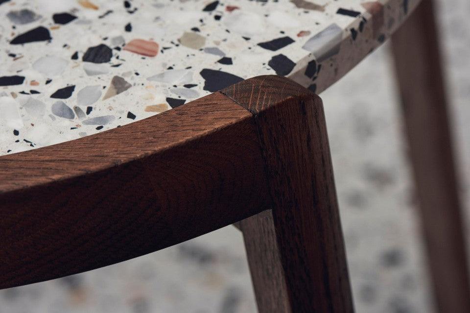 Masa de cafea alba/maro din terrazzo si lemn 46 cm Mix Bolia - PARIS14A.RO