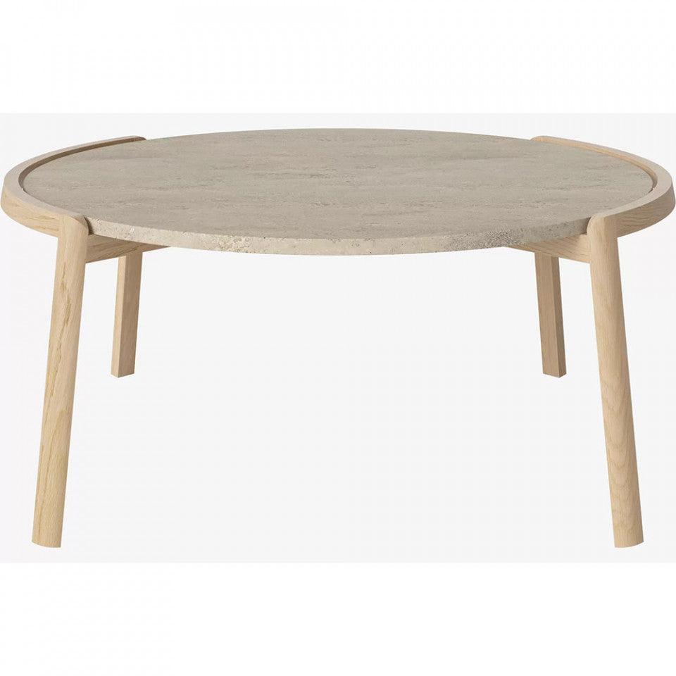 Masa de cafea bej nisipiu/maro din travertin si lemn de stejar 94 cm Mix Bolia - PARIS14A.RO