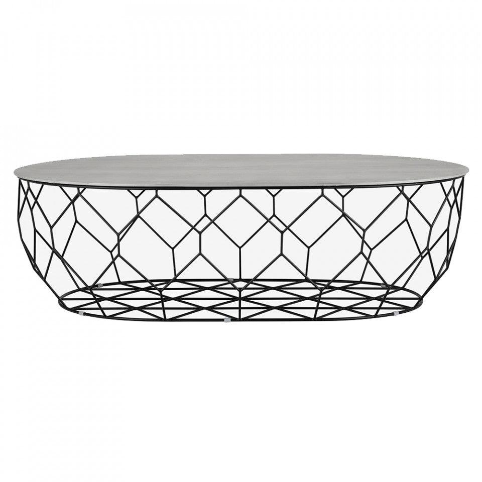 Masa de cafea gri/neagra din lemn si otel 85x127 cm Comb Ellipse Bolia - PARIS14A.RO