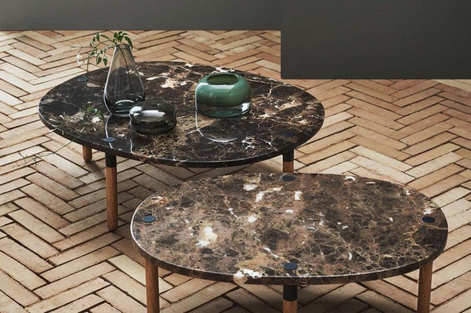 Masa de cafea maro din marmura si lemn 52x72 cm Tuk Bolia - PARIS14A.RO