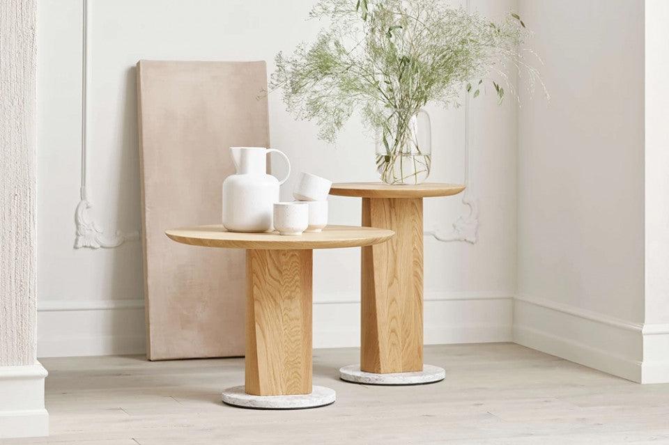 Masa de cafea maro din marmura si lemn de stejar 42 cm Root Bolia - PARIS14A.RO