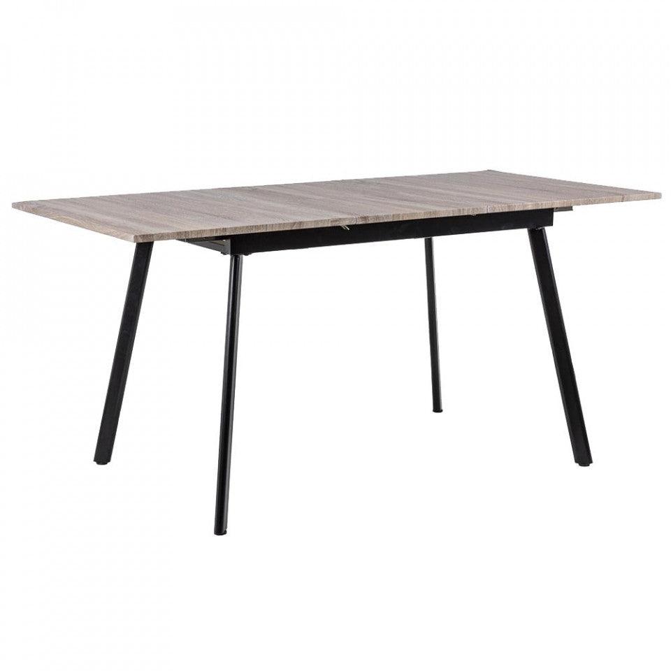 Masa dining extensibila maro/neagra din MDF si otel 80x120(160) cm Courtney Bizzotto - PARIS14A.RO