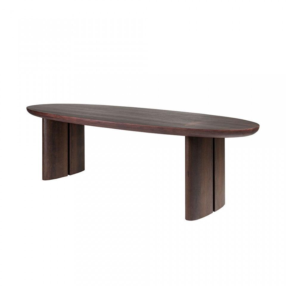 Masa dining maro din lemn de eucalipt furniruit 105x270 cm Durban Oval Smoked Big Versmissen - PARIS14A.RO