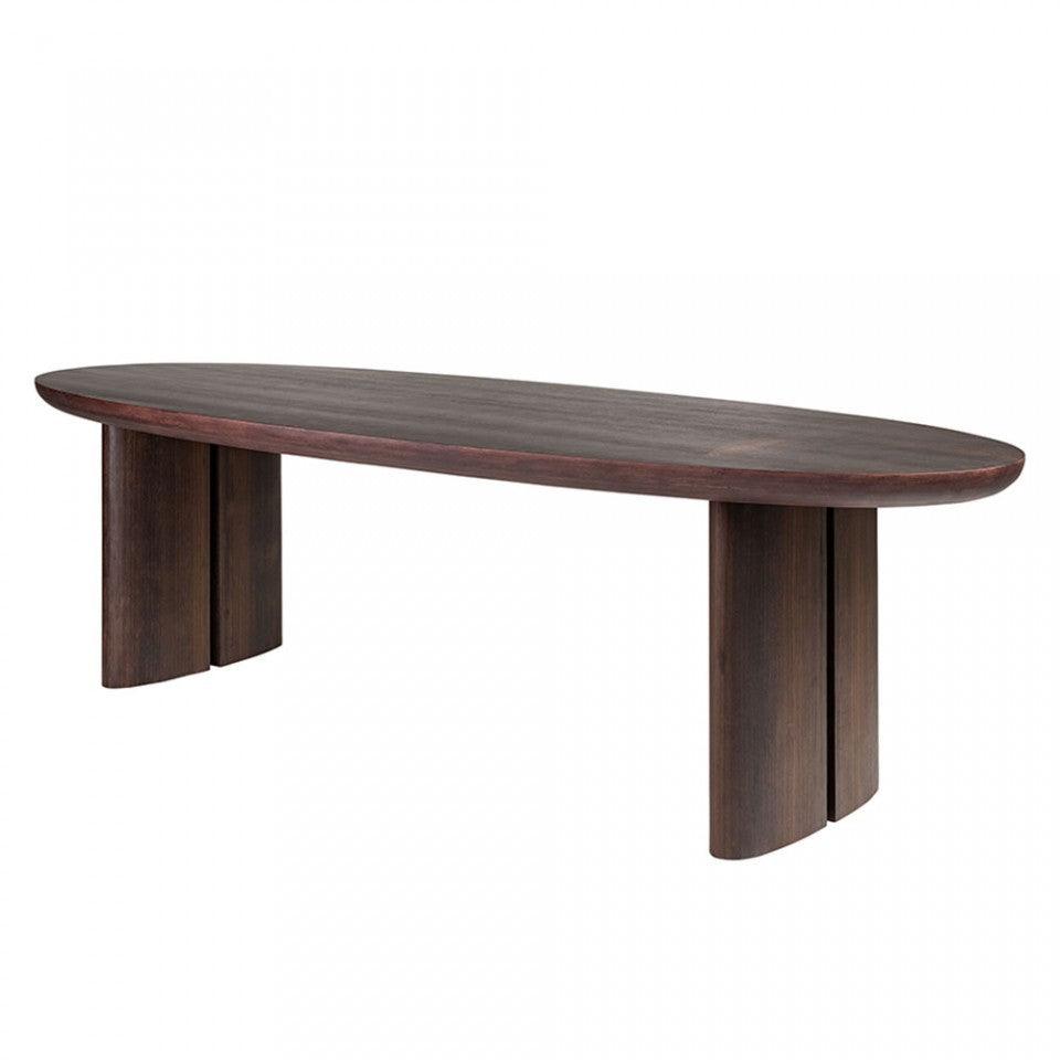 Masa dining maro din lemn de eucalipt furniruit 105x330 cm Durban Oval Smoked Bigger Versmissen - PARIS14A.RO