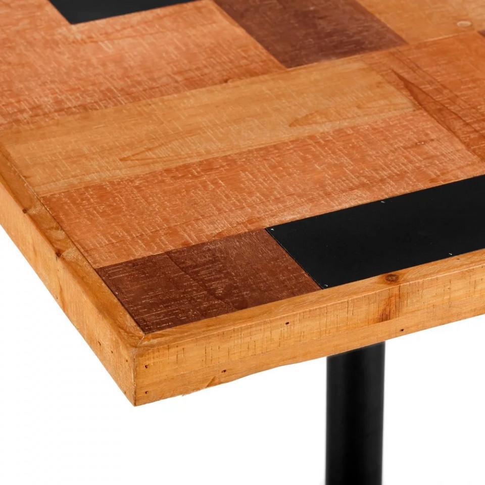 Masa dining maro/neagra din lemn de brad si fier 60x60 cm Faulio - PARIS14A.RO