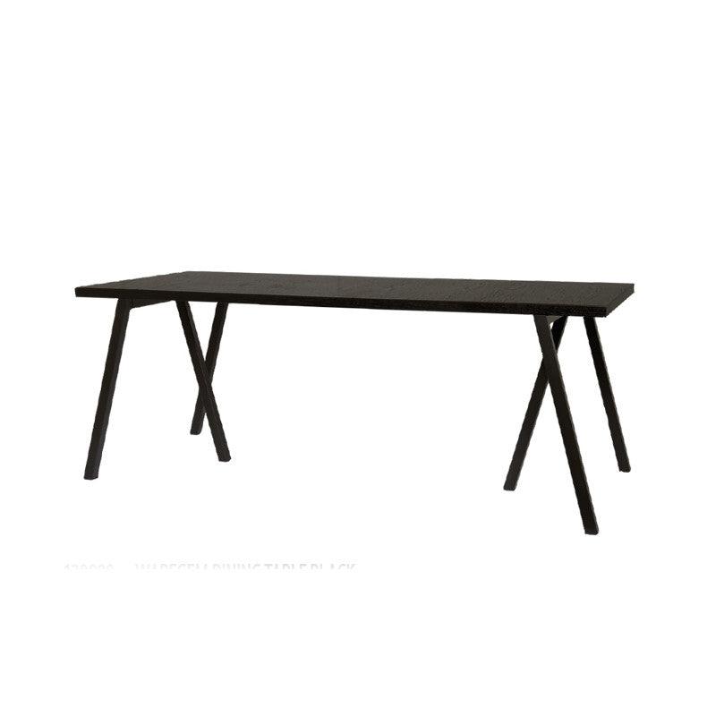 Masa dining neagra din lemn de stejar si fier 90x200 cm Waregem Lifestyle Home Collection - PARIS14A.RO