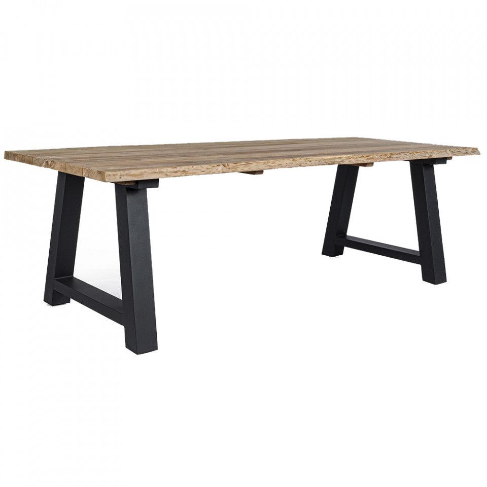 Masa dining pentru exterior maro/gri carbune din lemn si aluminiu 100x240 cm Rolland Bizzotto - PARIS14A.RO
