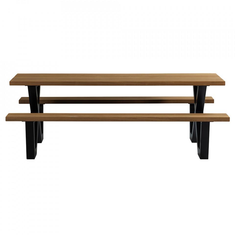 Masa pentru picnic maro/neagra din lemn si otel 145x210 cm Tablo - PARIS14A.RO
