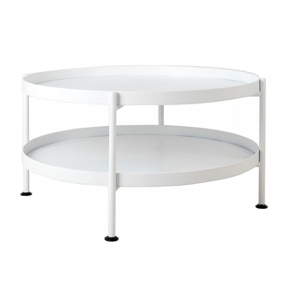 Masuta alba pentru cafea din otel 80 cm Hanna Round Two Custom Form - PARIS14A.RO