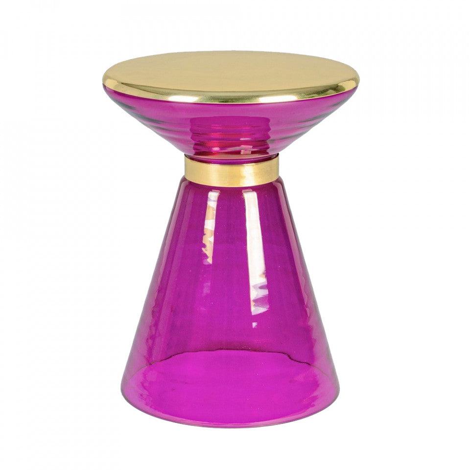 Masuta de cafea lila/aurie din sticla si otel 36 cm Meriel Bizzotto - PARIS14A.RO