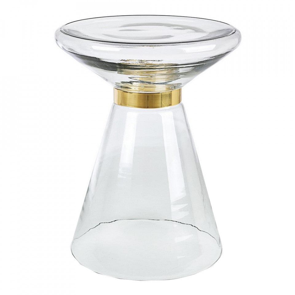 Masuta de cafea transparenta/aurie din sticla si otel 36 cm Azmin Bizzotto - PARIS14A.RO