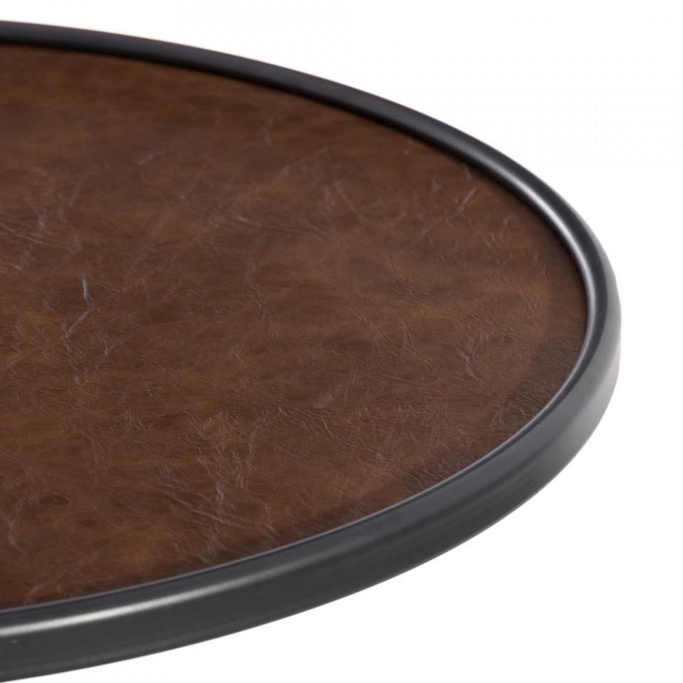 Masuta rotunda neagra/maro din fier si poliuretan 60 cm Takum - PARIS14A.RO