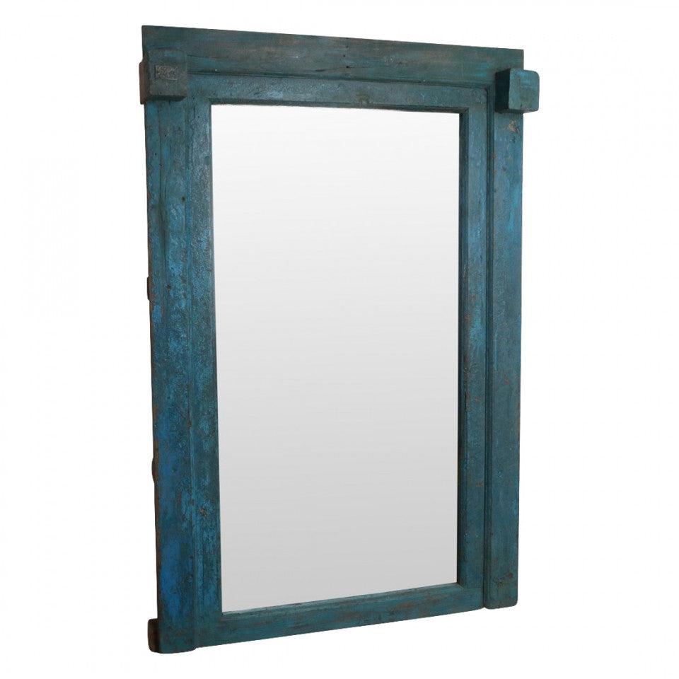 Oglinda dreptunghiulara albastra din lemn si sticla 138x210 cm Wilhos Raw Materials - PARIS14A.RO