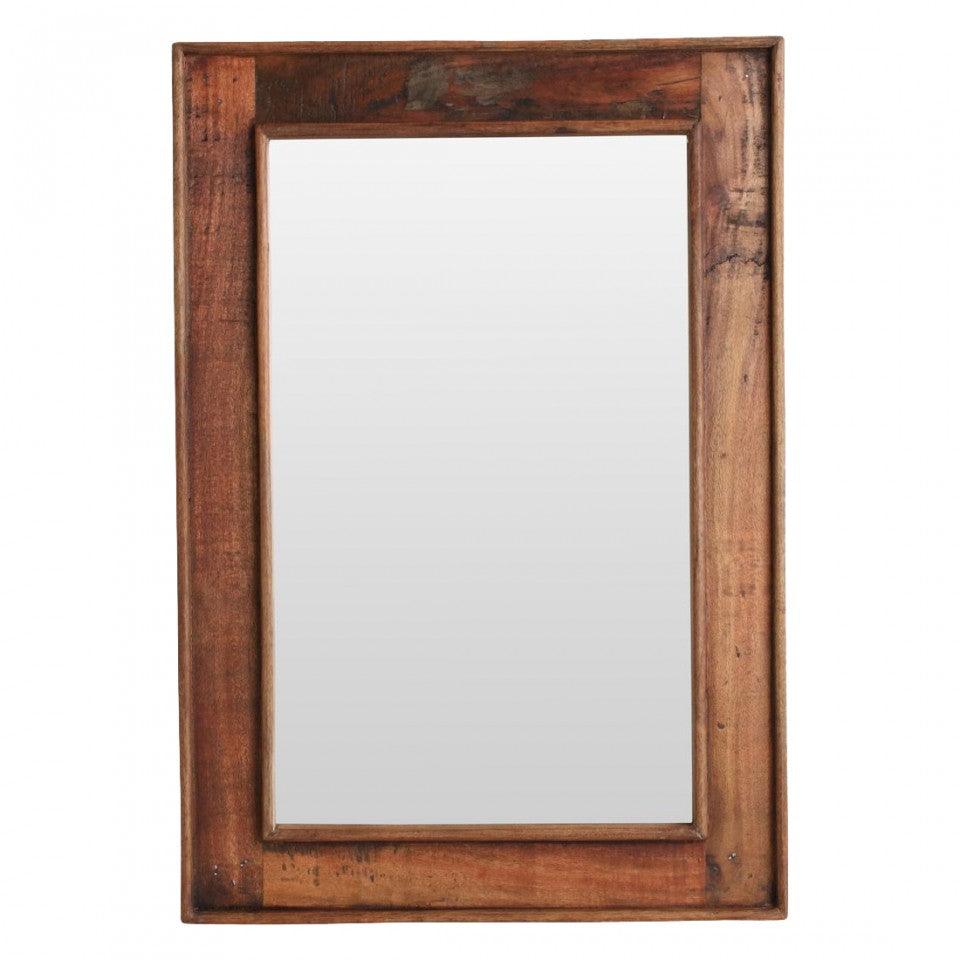 Oglinda dreptunghiulara maro din lemn si sticla 45x65 cm Factory Raw Materials - PARIS14A.RO