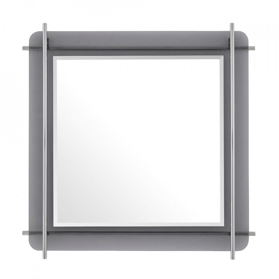 Oglinda patrata gri/argintie din inox si sticla 86x86 cm Quinn Eichholtz - PARIS14A.RO