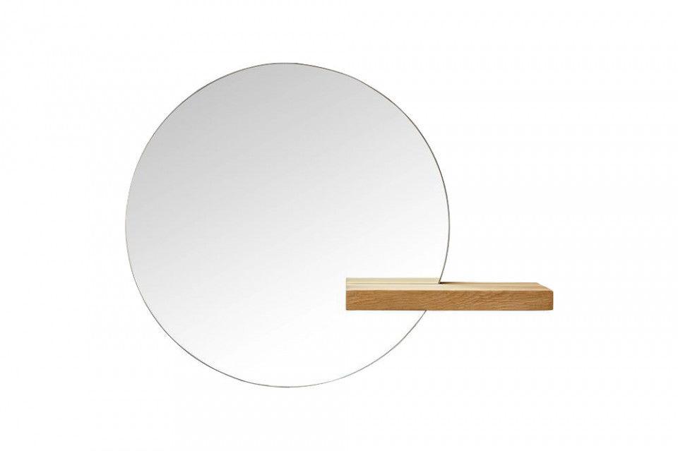 Oglinda rotunda maro din sticla si lemn 50x65,5 cm Shift Small Round Oak Bolia - PARIS14A.RO