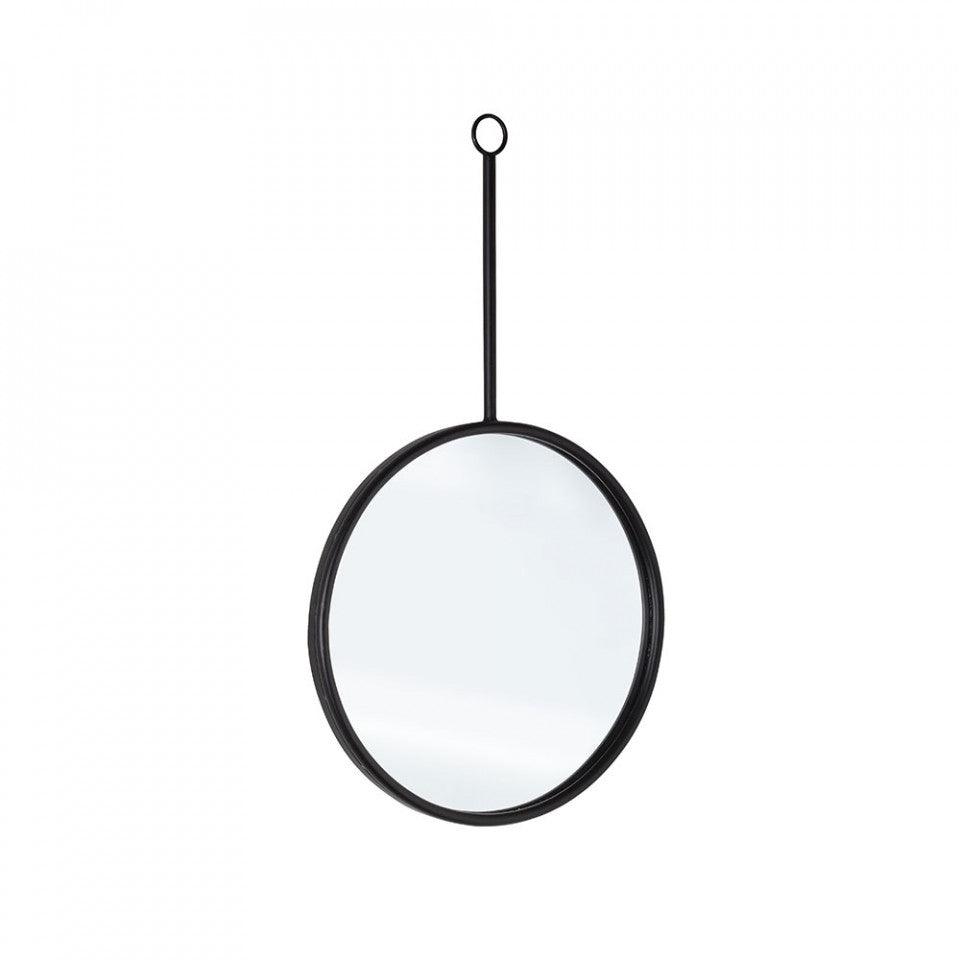 Oglinda rotunda neagra din otel si MDF 40 cm Regular Bizzotto - PARIS14A.RO