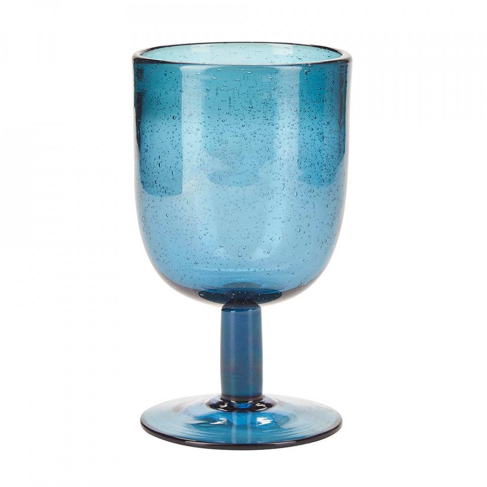 Pahar de vin albastru din sticla 8x14 cm Alec Bahne - PARIS14A.RO