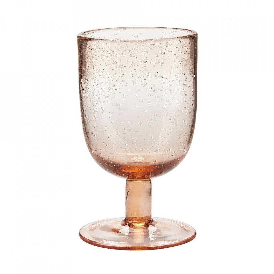 Pahar de vin roz din sticla 8x14 cm Alec Bahne - PARIS14A.RO