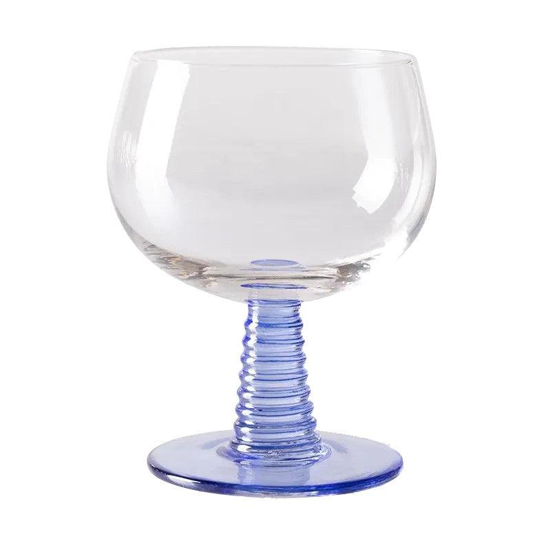 Pahar pentru vin albastru din sticla 10x12 cm Swirl HK Living - PARIS14A.RO