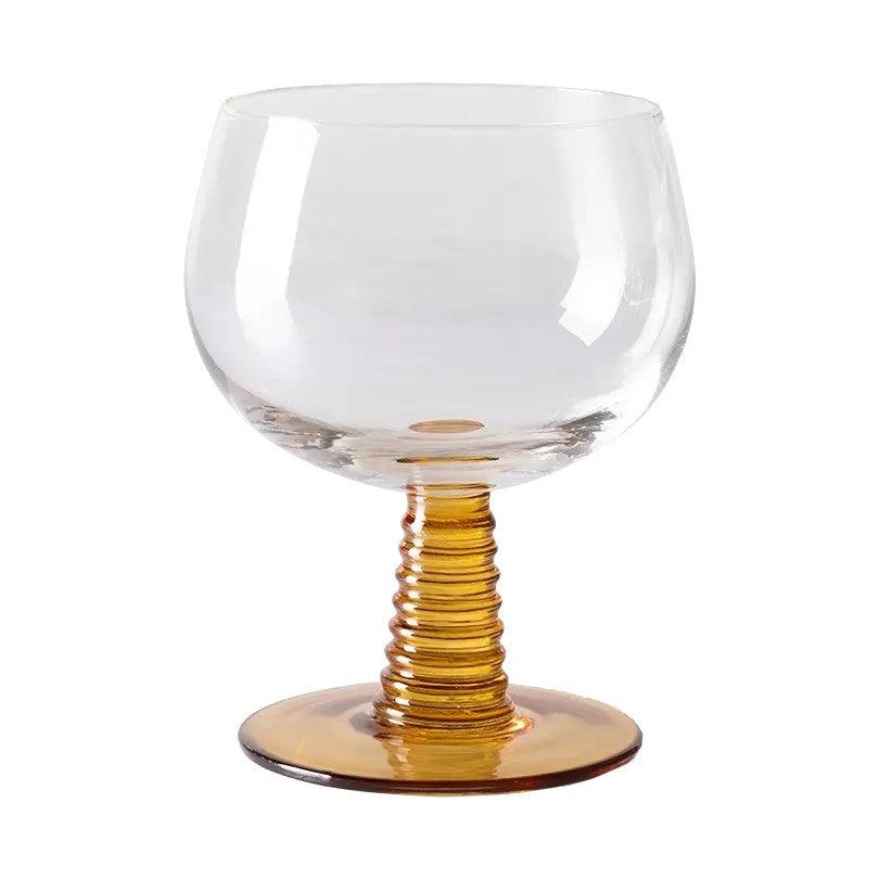 Pahar pentru vin ocru din sticla 10x12 cm Swirl HK Living - PARIS14A.RO