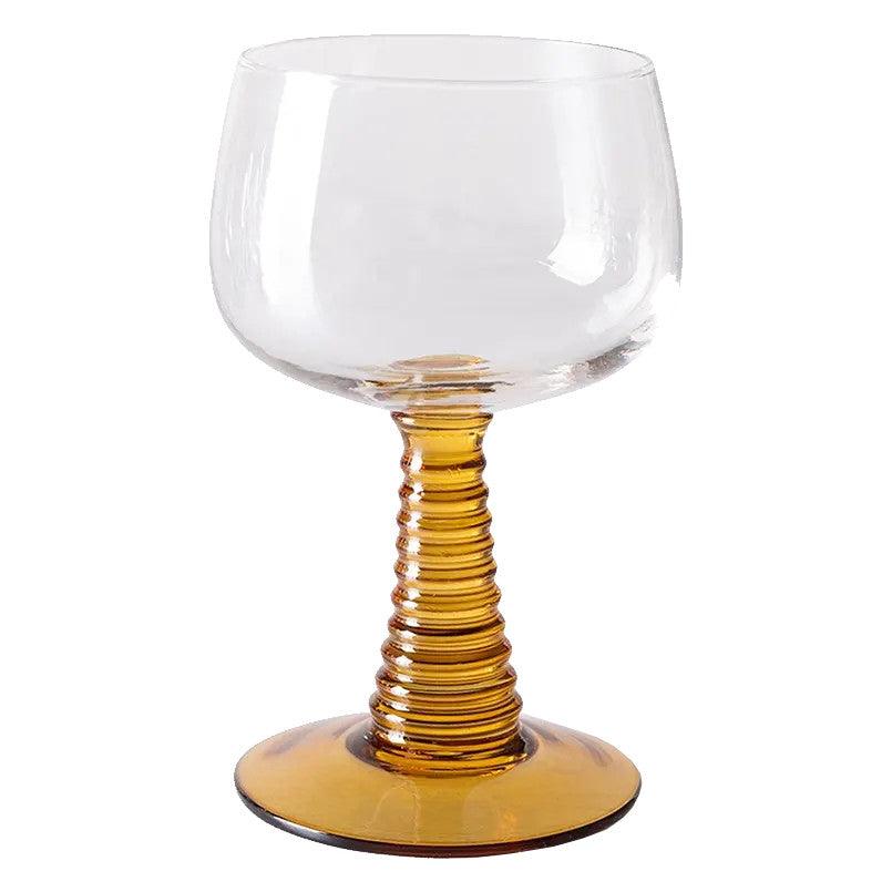 Pahar pentru vin ocru din sticla 9x14 cm Swirl HK Living - PARIS14A.RO