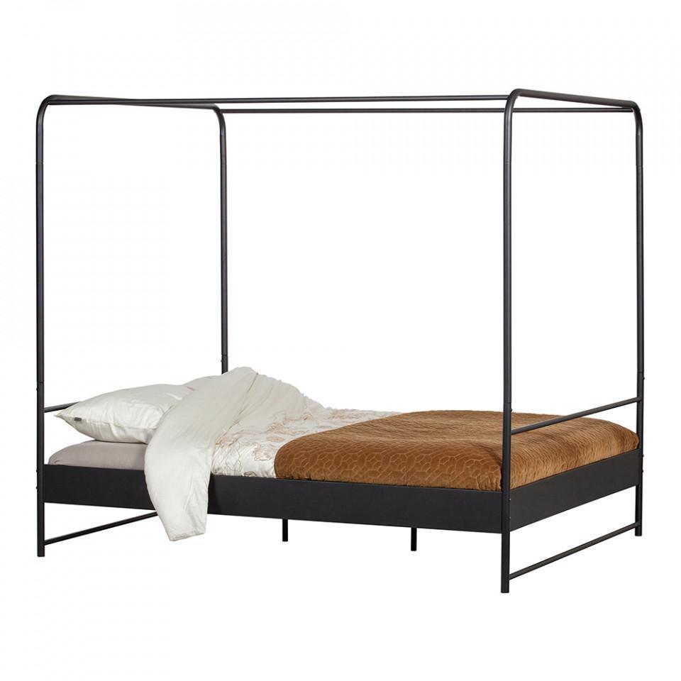 Pat cu baldachin negru din metal 165x206 cm Bunk - PARIS14A.RO