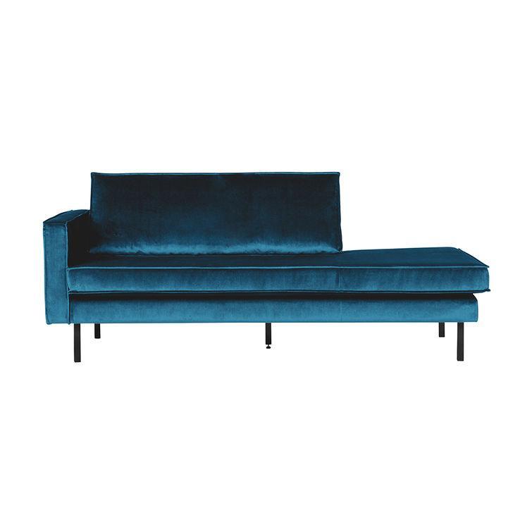 Pat de zi albastru deschis din catifea Rodeo Daybed Left - PARIS14A.RO