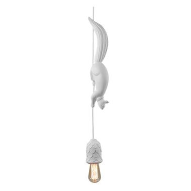 Pendul alb decorativ cu o veverita pe fir Sherwood e Robin by Karman - PARIS14A.RO