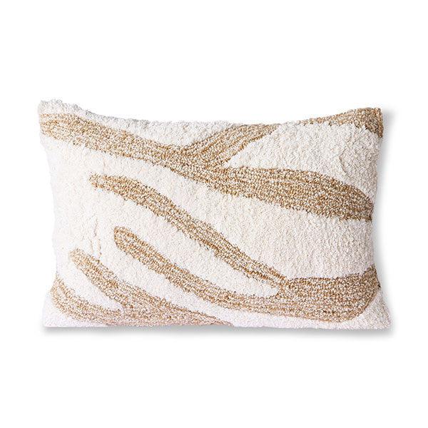 Perna decorativa dreptunghiulara alba/bej din bumbac 35x55 cm Fluffy HK Living - PARIS14A.RO