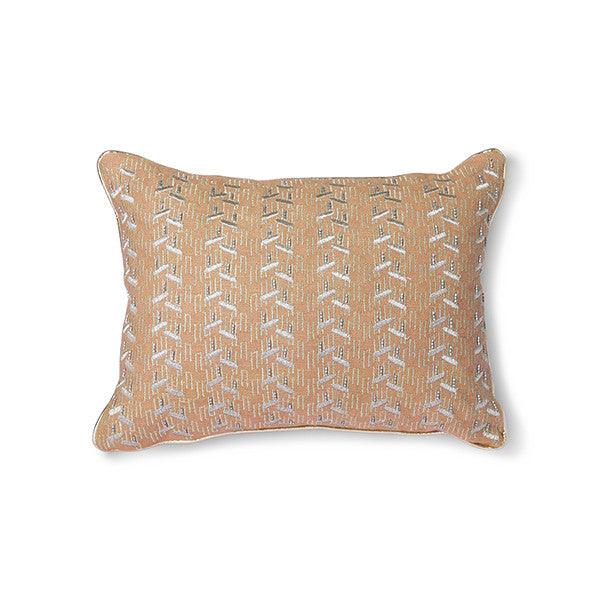 Perna decorativa dreptunghiulara nude/argintie din bumbac si poliester 30x40 cm Carlos HK Living - PARIS14A.RO