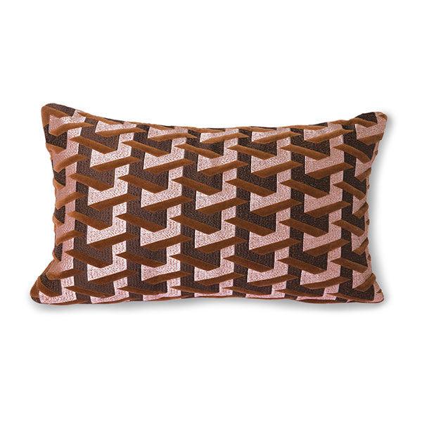 Perna decorativa dreptunghiulara rosu bordo din bumbac 30x50 cm Geometric HK Living - PARIS14A.RO